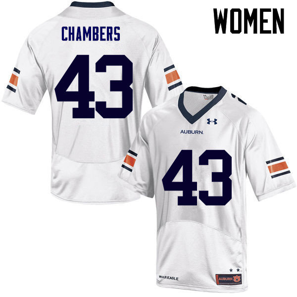 Women's Auburn Tigers #43 Cedric Chambers White College Stitched Football Jersey